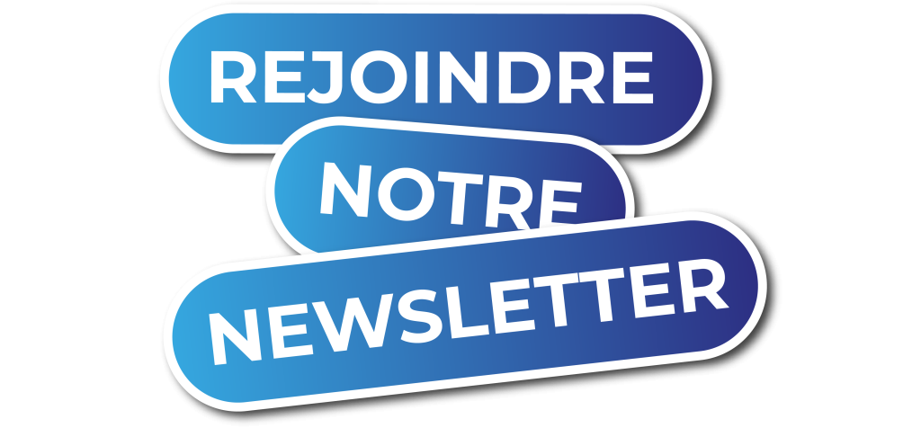Bouton d’appel à l’action avec texte "Rejoindre notre newsletter" en bleu dégradé et contour blanc, conçu pour inciter les visiteurs à s’abonner aux actualités de Clap Agency.
