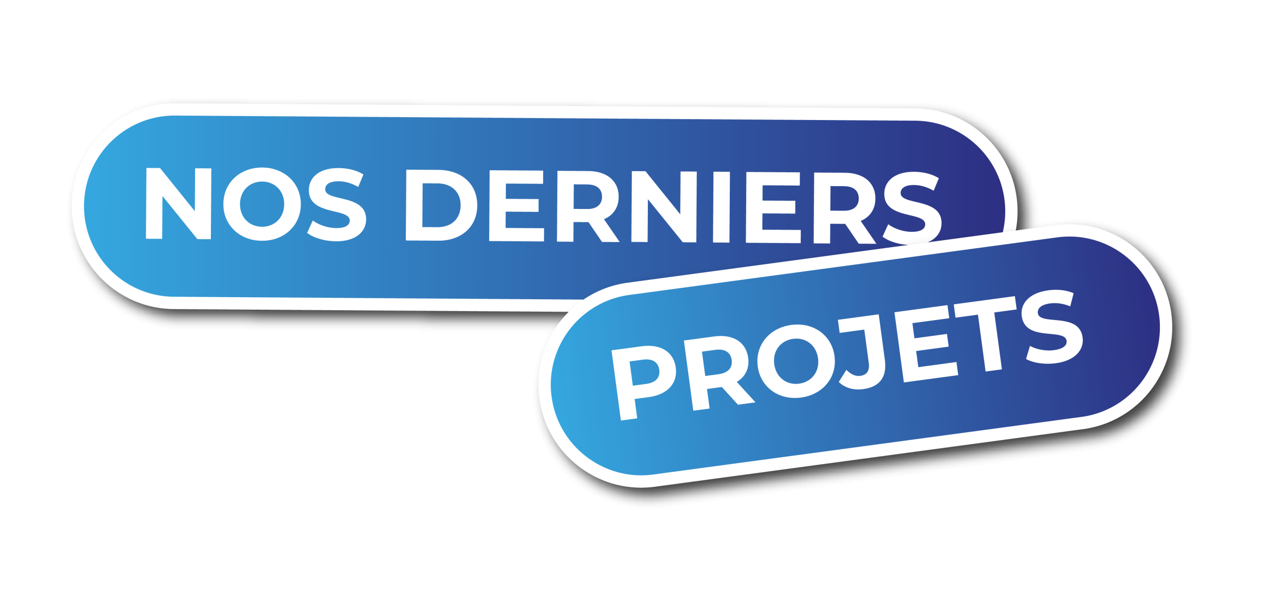Titre visuel 'Nos Derniers Projets' pour la présentation des réalisations de Clap Agency, agence de communication à 360°.